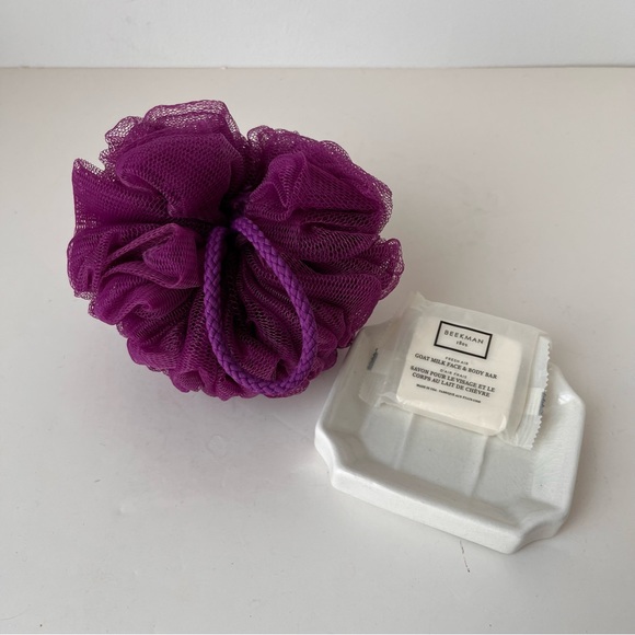 Vintage Other - Antique Dresden White Granite Soap Dish with New Beekman Soap and Loofah
